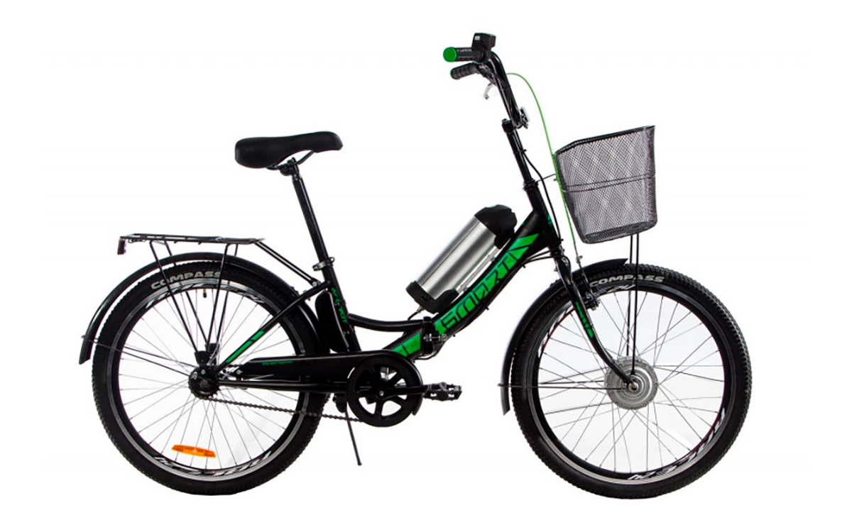 Электровелосипед Formula SMART 350W 24"+PAS (2021) 2021 Черно-зеленый